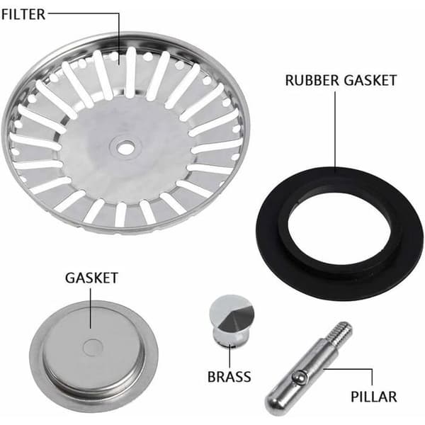 Vaskesi, sæt med 2 - Rustfrit stål - 84 mm diameter - Afløbsprop