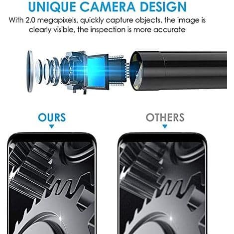 USB Orminspektionskamera, 2.0 MP IP67 Vattentät USB-C Endoskop, Typ-C Kamera med 8 Justerbara LED-lampor för Android, PC