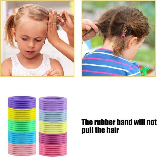 200-delade flerfärgade 2 mm små elastiska hårband för barn och småbarn