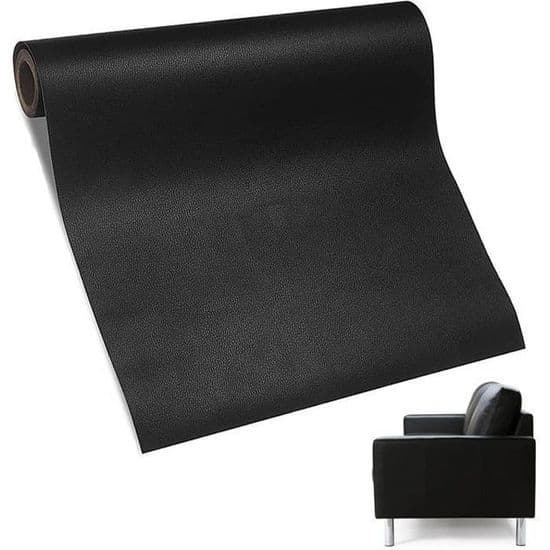 Læderklæbemiddel, Læderreparationslap, Læderreparationslap, til sofaer og bilsæder - 50x137cm (sort)