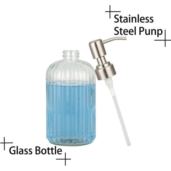 14 oz klar glass såpedispenser med rustbestandig pumpe i rustfritt stål
