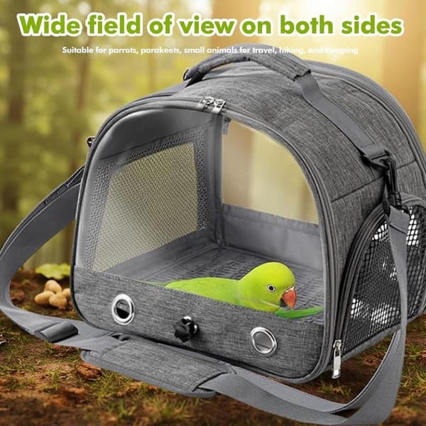 Bird Carrier Bag - Transport Bag - Pet - Perch - Shoulder Strap - Foldable - Zipper - Ventilation