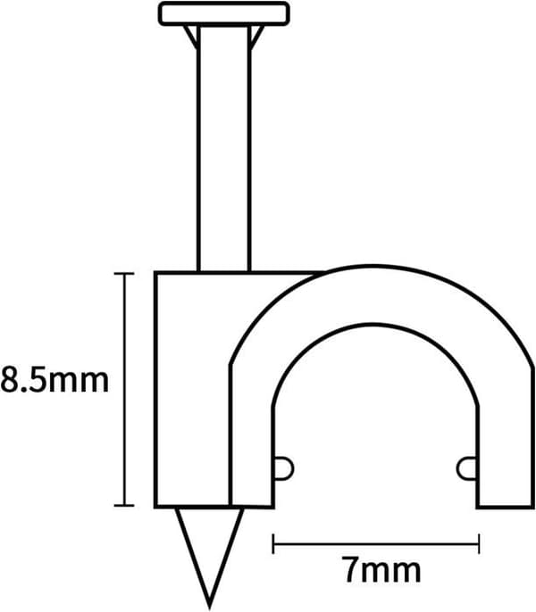 Pakke med 100 solide og holdbare hvide runde kabelclips - 7 mm