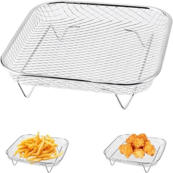 304 Stainless Steel Air Fryer Rack, 20.4 cm Stackable Square Shelf