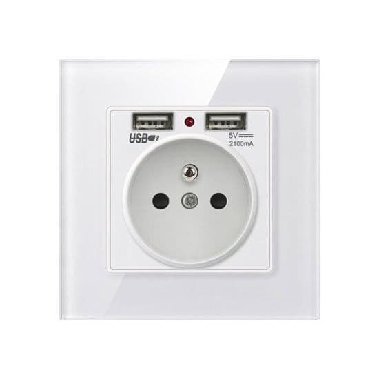 Väggkontakt med dubbel USB-laddare kompatibel med iPhone/Android (1 styck)