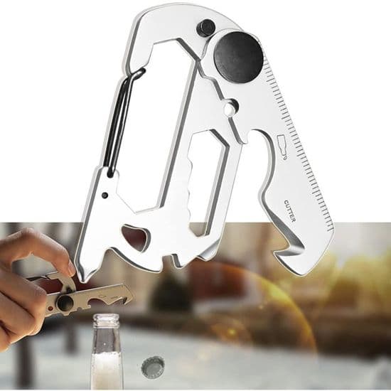 Mini multifunktionskortkniv, udendørs overlevelsesværktøj, rustfrit stål, sekskantet hoved