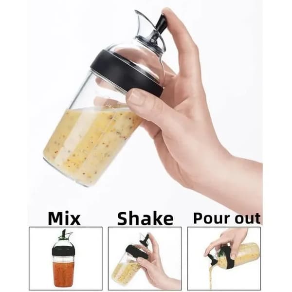 Salatdressing Shaker - 240ml - Sort - Rustfrit Stål - Sovseblander