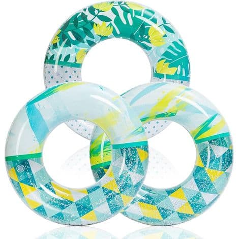 Uppblåsbara poolflottar med paljetter 32,5\" / 82,55 cm (3-pack), tropiska poolflottar