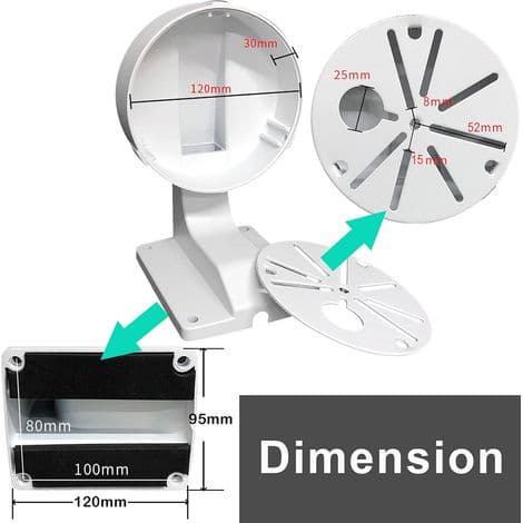 Kopplingsdosa för säkerhetskamera, kabelhanteringslåda kompatibel med kupolkameror i metall, solid pulverlackering CCTV IP-kamera