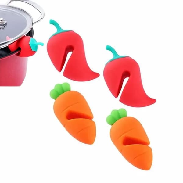 Silikonlockstöd mot överkokning, 4-pack, vikbara, mikrovågssäkra, läckagesäkra, röd/orange