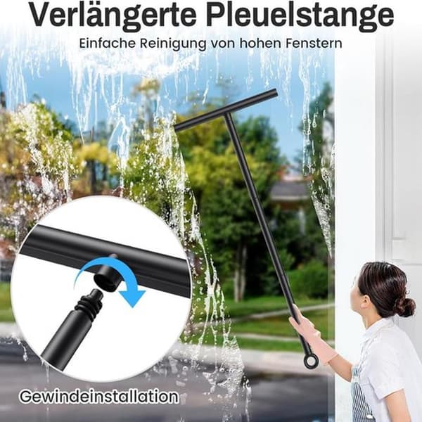 Justerbar dusjskrape - fjerner vannflekker og hår - 1 stk - 30-89 cm