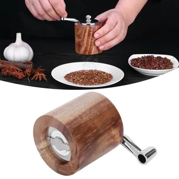Peberkværn - Sonew - Manuel - Rustfrit stål - Gummitræ - Keramik