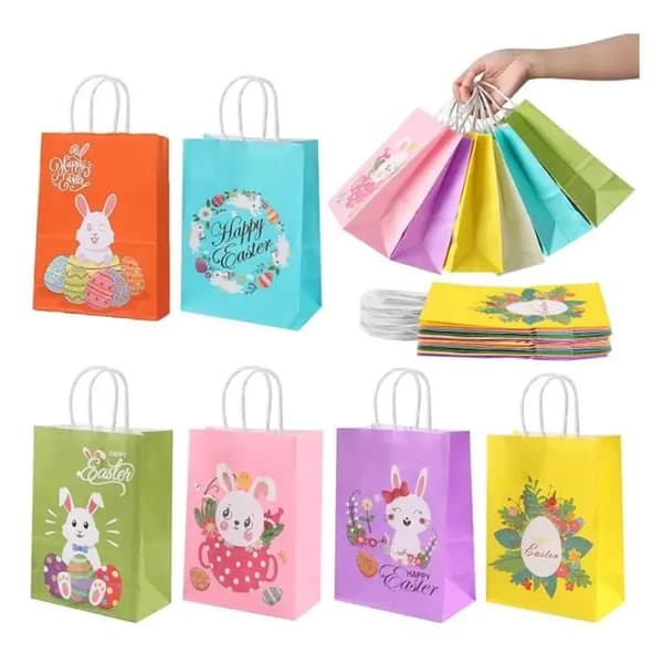 Presentpåsar - Ej specificerat - 12-pack - Återvinningsbart papper - Blandat - Sex olika färger