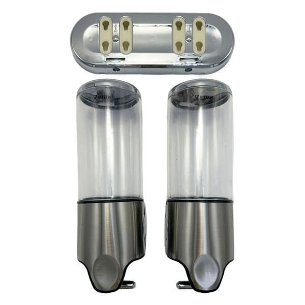 Ultra-ergonomisk dubbel tvål- och schampodispenser (2 x 500 ml)