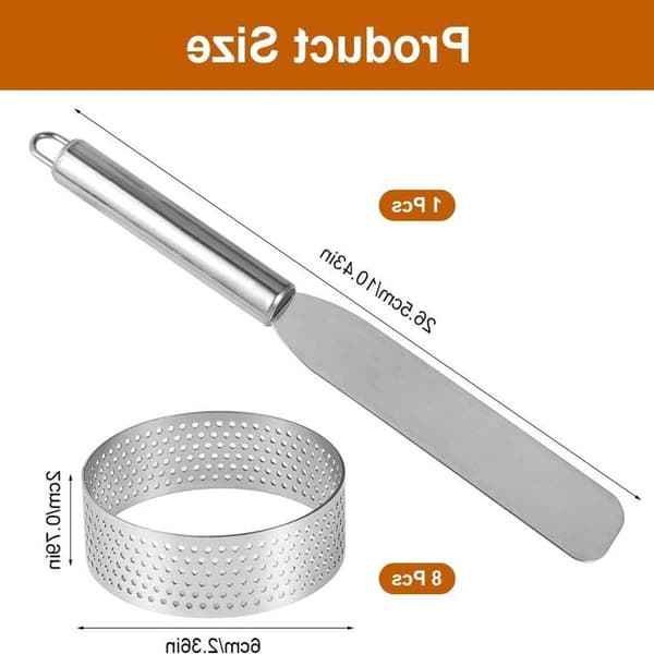 Sæt med 8 dessertringe 6 cm, runde mousseringe med huller, perfekte kageforme til kager og desserter, lavet af rustfrit stål