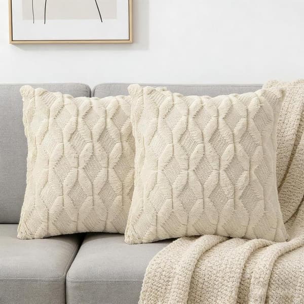 1 sæt (2 stk.) - Pudebetræk - 45x45cm - Små puder - Sofapudebetræk - Fløjlspudebetræk med broderi - Moderne ternet design