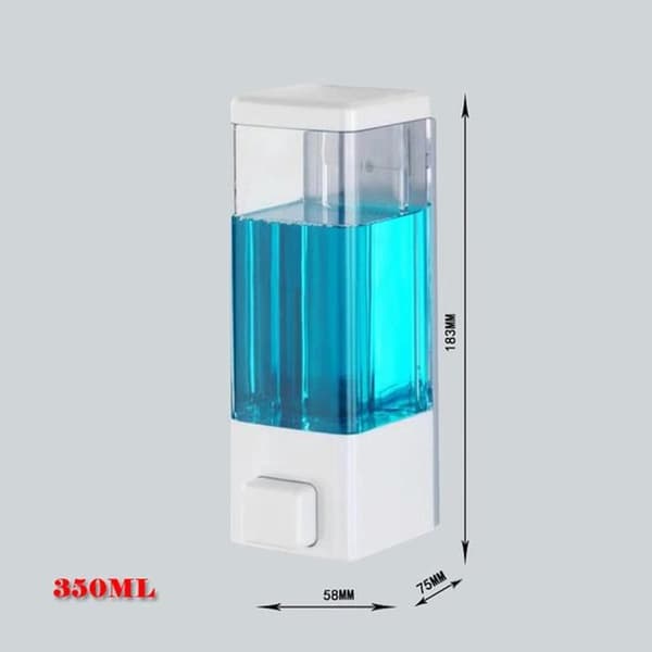 White Wall-Mounted 350ml Manual Push Button Liquid Soap and Disinfectant Dispenser, 6x18.5x7.5 cm