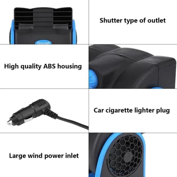 Mini 12V Airconditioner - BOH - Lydløs - Justerbar Hastighed - Universal - 7W