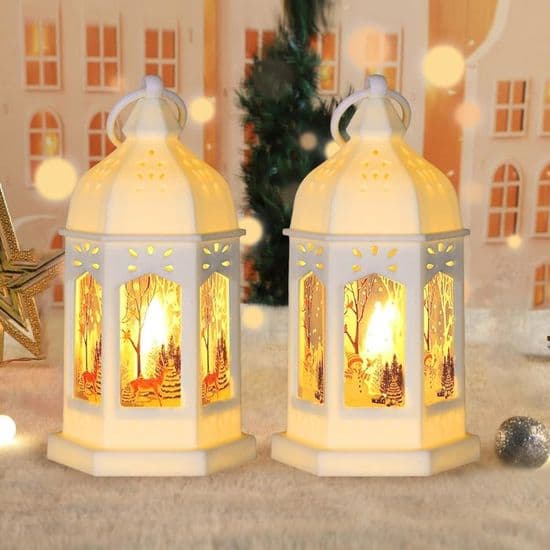 Juldekorationslykta - 2 delar - Varmvitt LED-ljus - Modern design