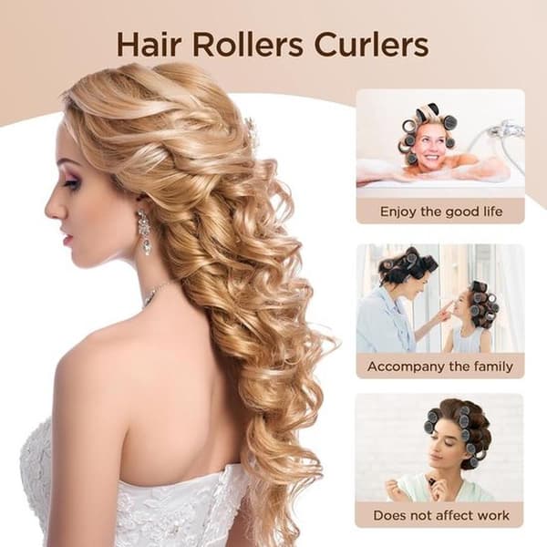 This 28-piece curling iron set includes extra-large and small curling irons (no heating required) and self-adhesive curling irons.