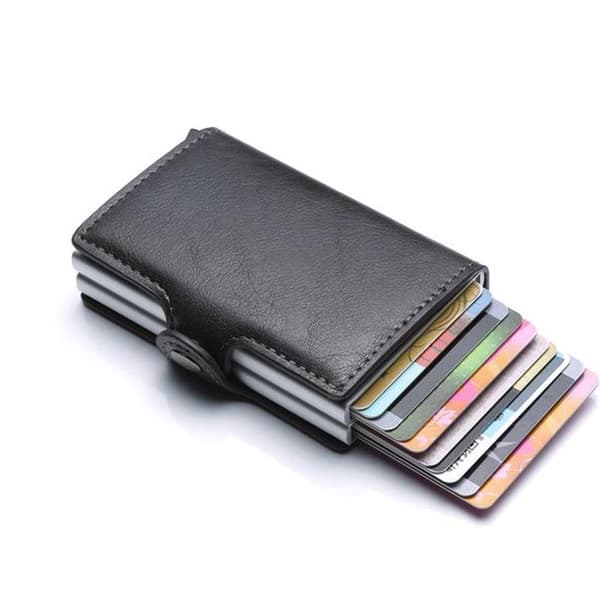 Luxury Double-Layer Aluminum Alloy Wallet with Automatic RFID Card Holder (Light Gray)