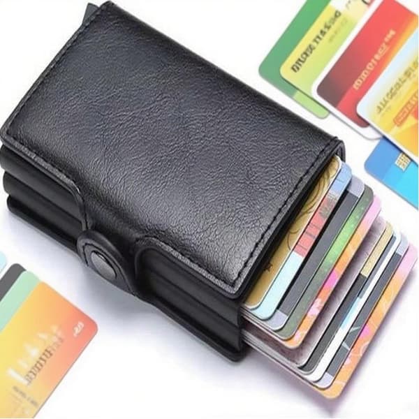 Luxury Double-Layer Aluminum Alloy Wallet with Automatic RFID Card Holder (Light Gray)