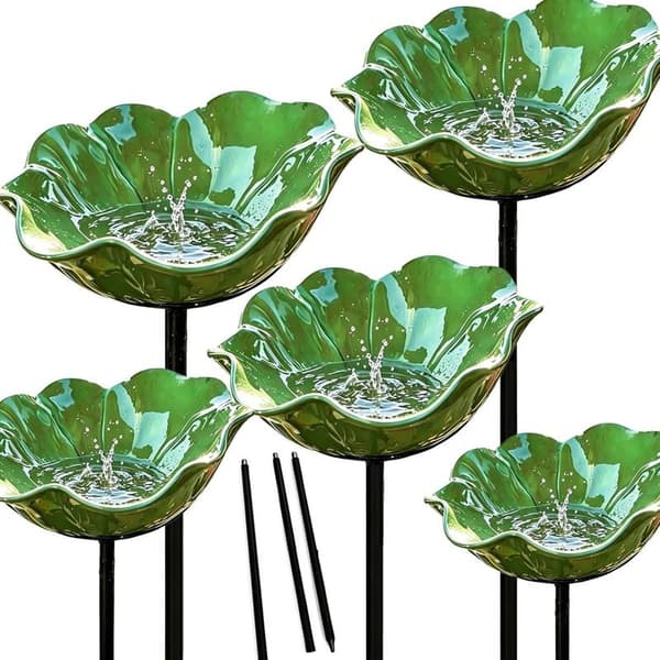 Fugledrikker - 14*14*60cm - Højkvalitets legeringsmateriale - elegant blomsterform - Havepynt - kæledyrstilbehør - Orange farve