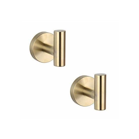 Sæt med 2 børstede guld SUS 304 rustfri stålkroge til badeværelset