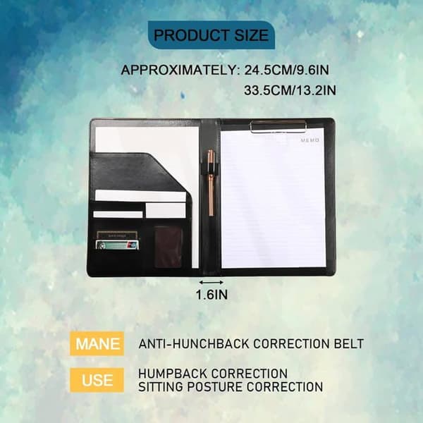 Dokumentholder, clipboard med papir og sort pen