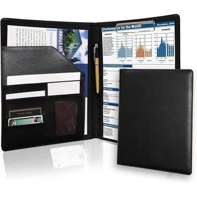 Dokumentholder, clipboard med papir og sort pen