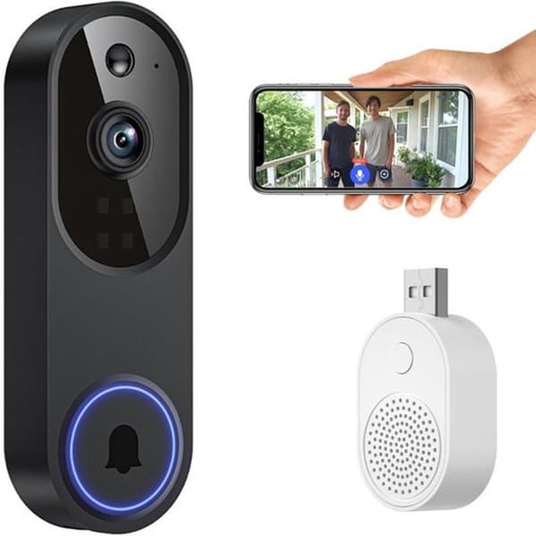 Wireless Camera Doorbell with HD Night Vision and Remote Intercom, Smart Video Doorbell, Home Security, Purple