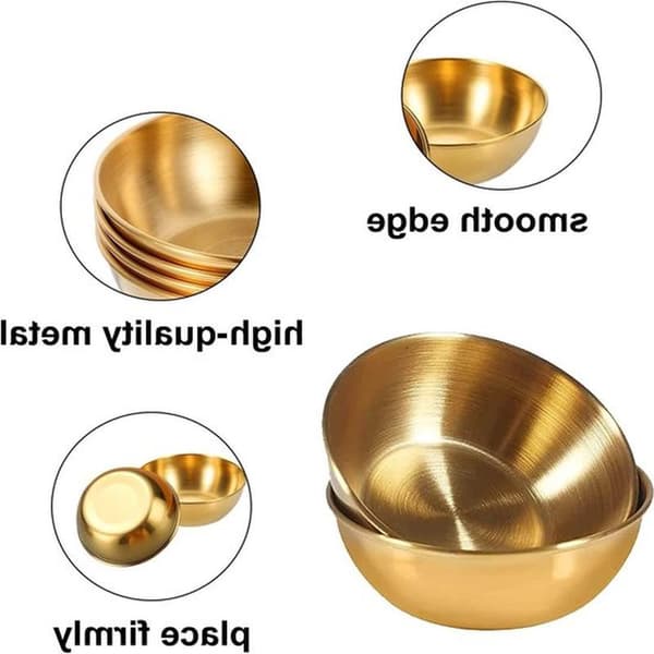6 gyldne snackskåle i rustfrit stål - mini-dipskaale - runde dipskaale - sovseskåle - miniskåle - miniskåle
