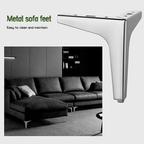 Sæt med 4 moderne trekantede møbelben i metal til garderobe, sofa, stol (17 cm)