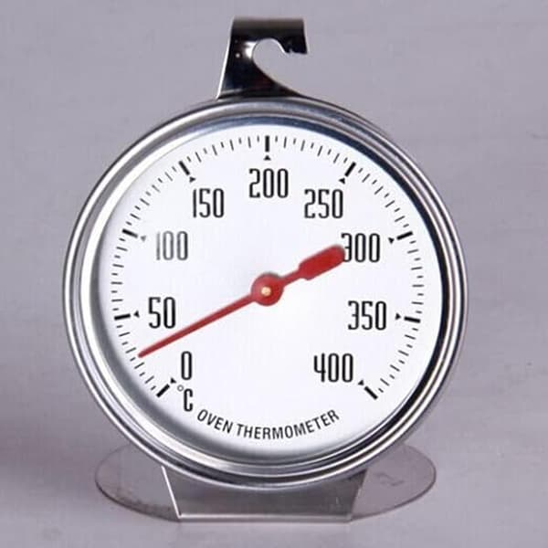 2,4-tommer ovntermometer, velegnet til elektriske ovne, med stor krog og base, rustfrit stål, køkkentemperatursensor.
