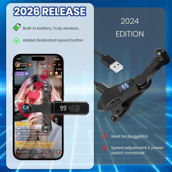 Auto Clicker Smart Compatible with iPhone, iPad, Android and TikTok, Automatic Pointing Device with 107 Adjustable Speeds, Rechargeable,