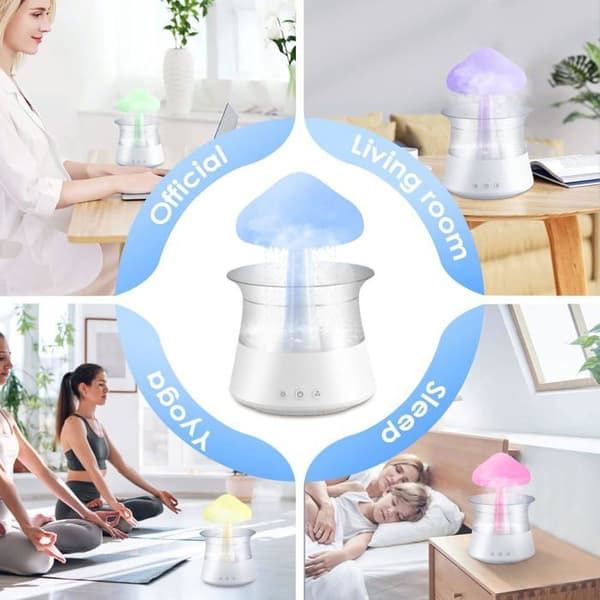 Regnmolnsfuktare, Aromaterapi Eterisk Olja Diffuser, Aromaterapi Nattlampa med 3 Regndimlägen