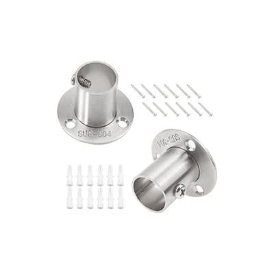 Garderobsstångsfästen, set om 4 - Rostfritt stål - 20 mm rör - Flera färger