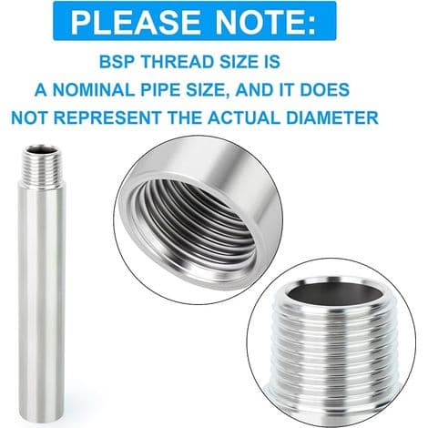 Stk. 150 mm 3/8\" hun x 3/8\" han BSP nippel støbt rør 304 rustfrit stål rørfittings