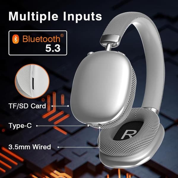Noise-Cancelling Wireless Bluetooth Headphones - Long Range | Adjustable, USB Rechargeable, Microphone and Stereo Sound Over-Ear Bluetooth Headphones