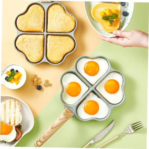 Non-stick eggpanne, hjerteformet eggpanne, perfekt for å steke egg på hjemmekjøkkenet ditt.