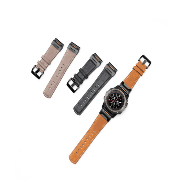 Ægte læderurrem til Garmin Fenix 8/7X/7/6/5/965 Sort 26 mm