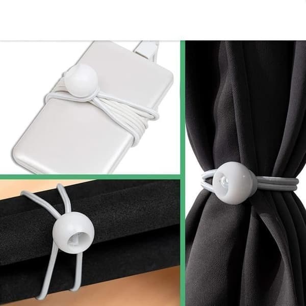 Förpackning med 50 långa ögle-bungee-snören - Vit - 15 cm