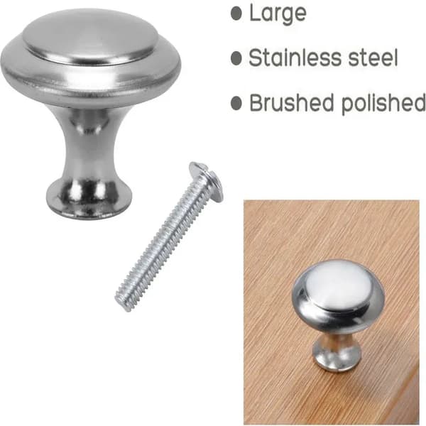 30 møbelknopper, 30 mm i diameter, fremstillet af rustfrit stål, til skabe og skuffer.