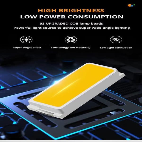 Nødlykt - oppladbar - solcelle - hånddynamo (sveiv) - COB sidelys - 1200 mAh - 5W