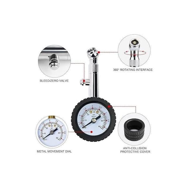 Digital däcktrycksmätare med hög noggrannhet, 60 PSI, för bilar