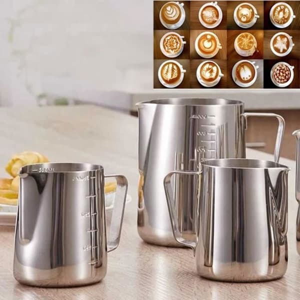 Mælkeskummer - 350 ml og 600 ml - Rustfrit stål - Ideel til kaffe - Nem at rengøre