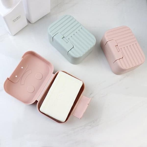 2-pack 11x7.5x5cm Bärbar Blå Resetvålkopp - Med lock