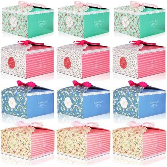 12 presentaskar, presentaskar för tårtbitar, bröllopstårta, cupcakes, muffins, bröllopspresenter, presentset