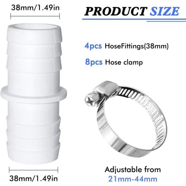 38 mm putkiliitin - 4 kpl - letkunkiristimet - monivärinen