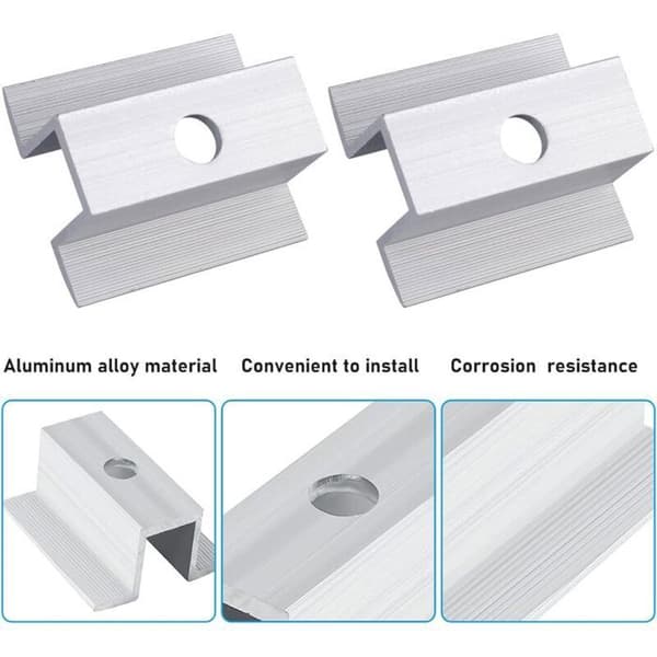 12-pak solpanelklemmer - aluminium - monteringstilbehør - grå